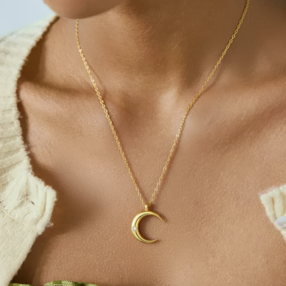 Vielring - Zierliche Mond Halskette – 925 Silber - Gold