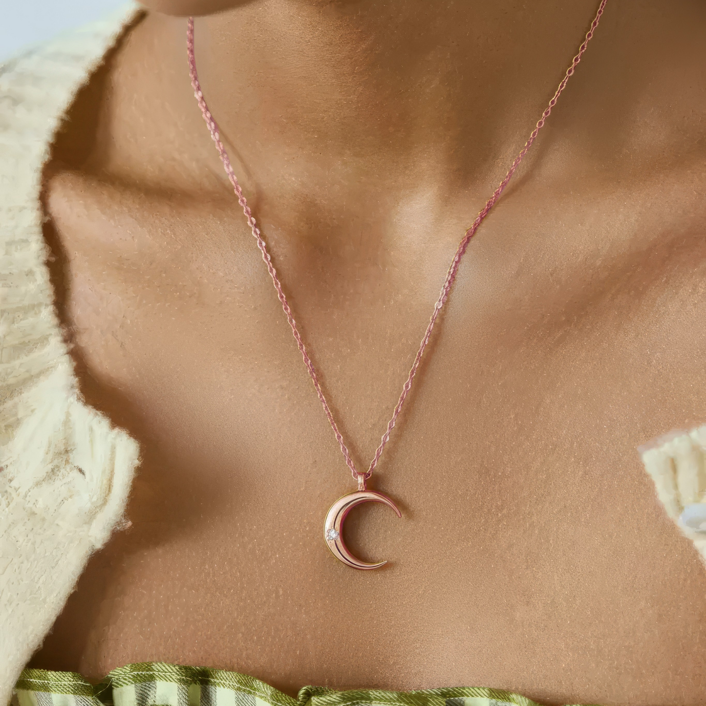 Vielring - Zierliche Mond Halskette – 925 Silber - Gold