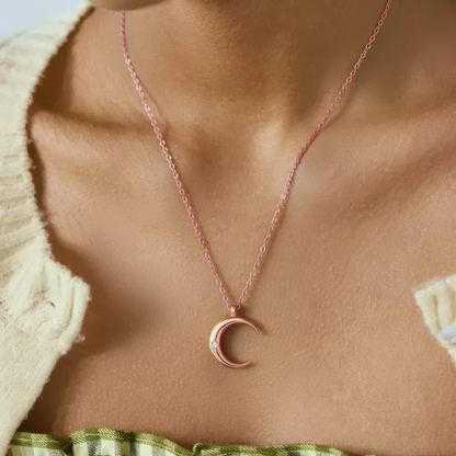 Vielring - Zierliche Mond Halskette – 925 Silber - Gold