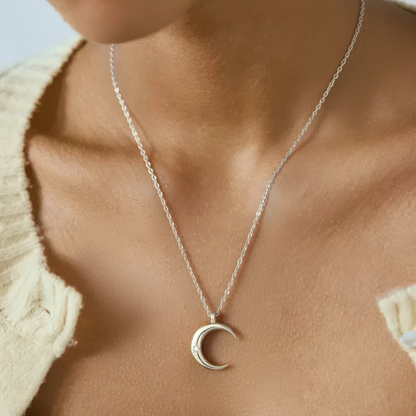 Vielring - Zierliche Mond Halskette – 925 Silber - Gold