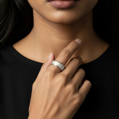 Breiter Matter Anti-Stress-Ring - Edelstahl
