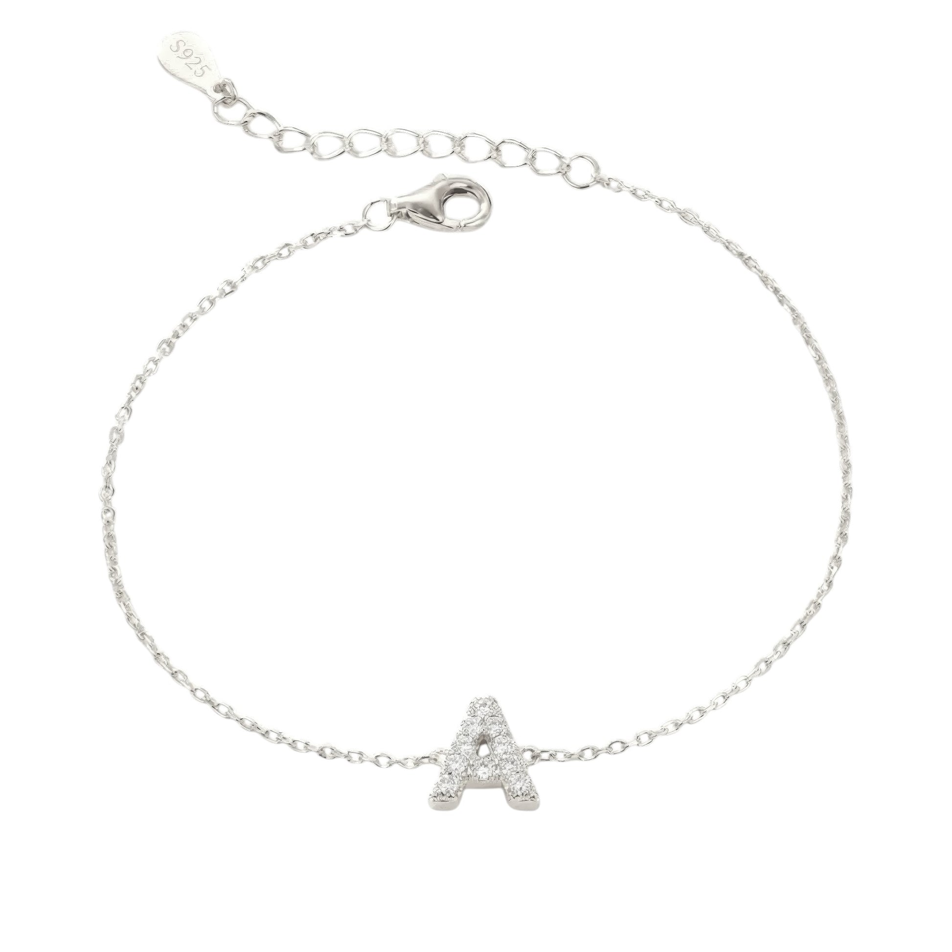 Vielring - Buchstaben Zirkonia Armband - 925 Silber - Silber / A