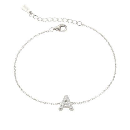 Vielring - Buchstaben Zirkonia Armband - 925 Silber - Silber / A