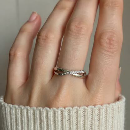 Polierter & gehammerter Anti-Stress-Ring – 925 Silber