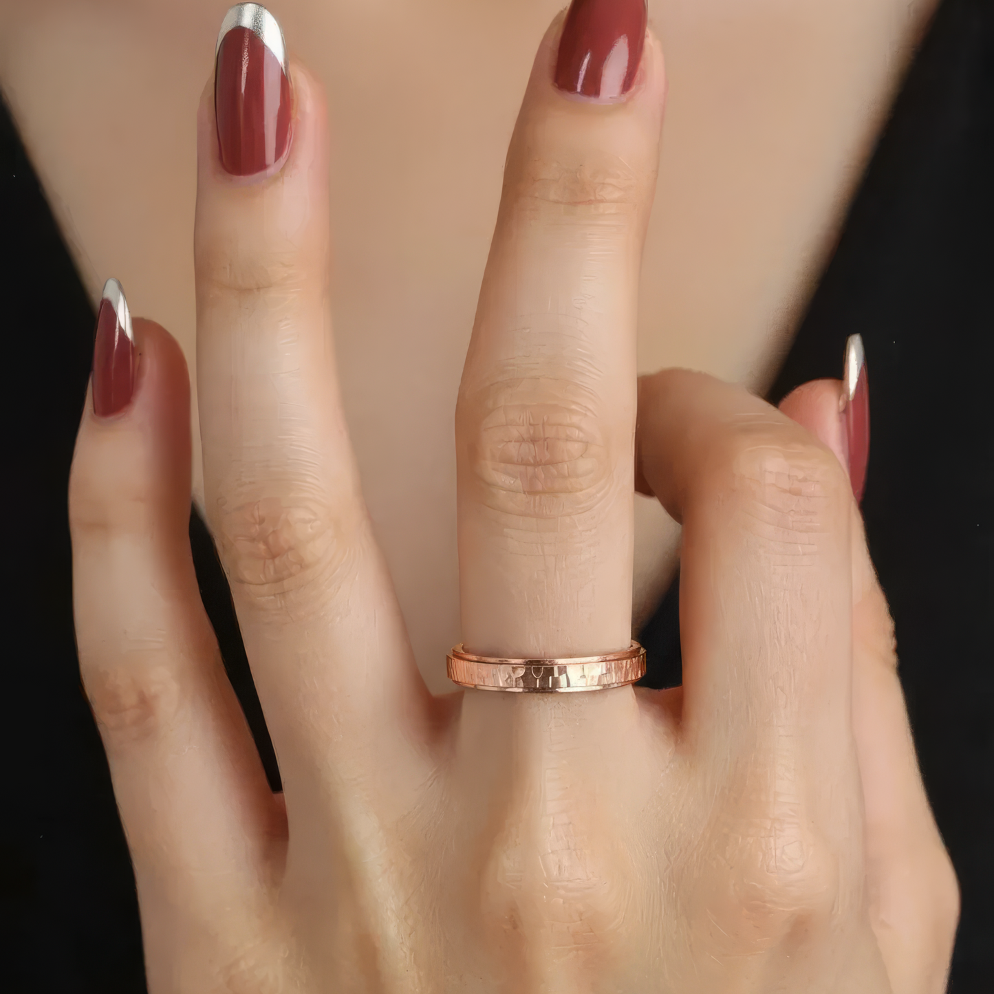 Vielring - Strukturierter Anti-Stress-Ring – Edelstahl - Gold / 49 | ø15.6