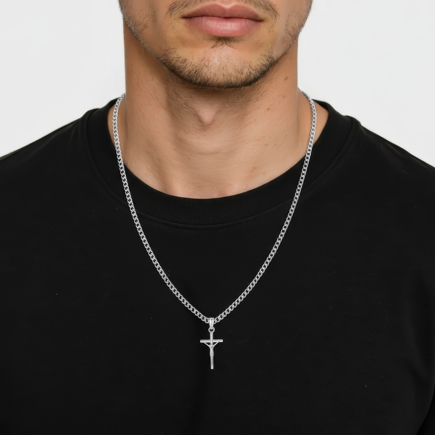 Cross Necklace Rounded - 925 Silver