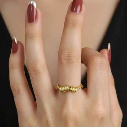 Vielring - Wellen Scheiben Anti-Stress-Ring - 925 Silber - Gold