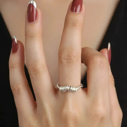 Vielring - Wellen Scheiben Anti-Stress-Ring - 925 Silber - Gold
