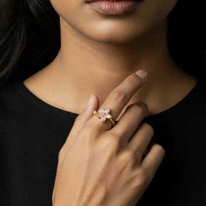 Square ring with zirconia stones - 925 silver