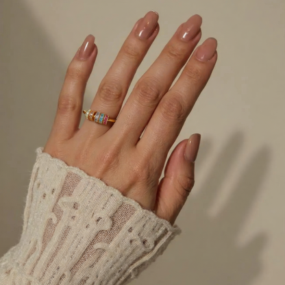 Square ring with zirconia stones - 925 silver