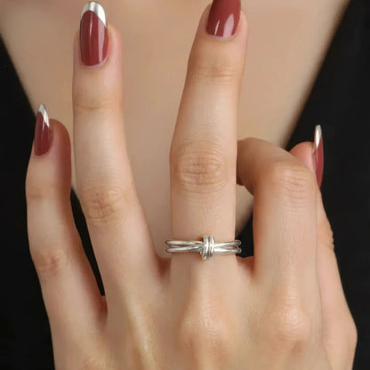 Vielring - Verbundener Dreier Anti-Stress-Ring - 925 Silber - Gold / 49 | ø15.6