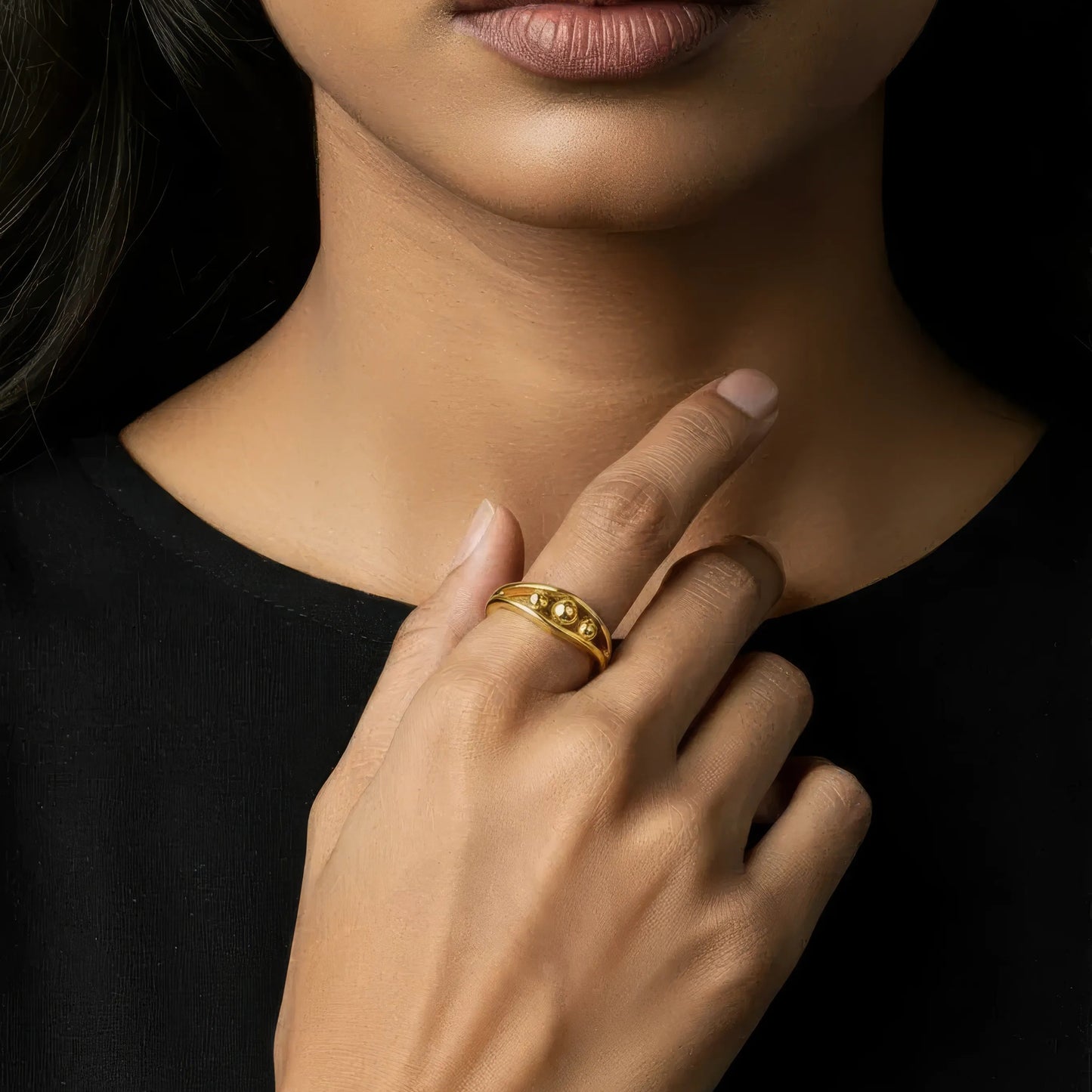 Vielring - Dreier Kugel Anti-Stress-Ring – 925 Silber - Gold