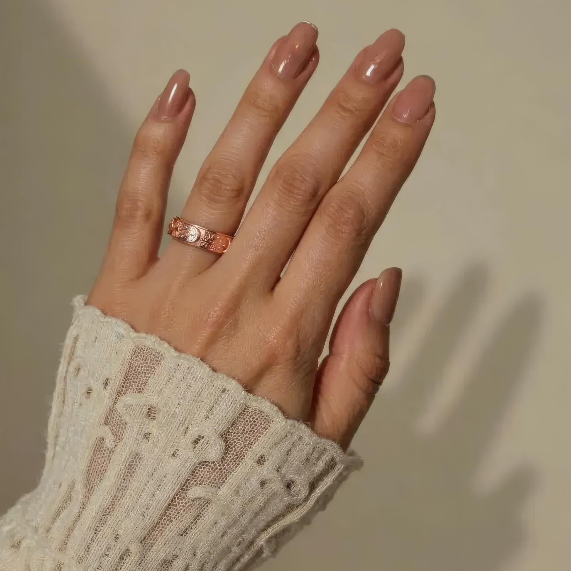 Vielring - Mond & Sonne Anti-Stress-Ring - Edelstahl / Gold / 49 | ø15.6