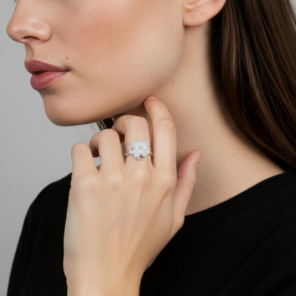 Vielring - Glückliches Kleeblatt Anti-Stress-Ring – Edelstahl - Gold