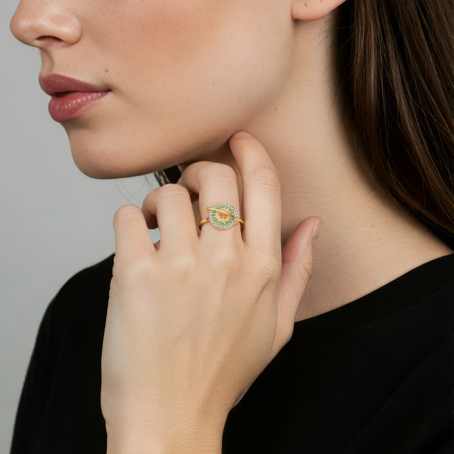 Square ring with zirconia stones - 925 silver