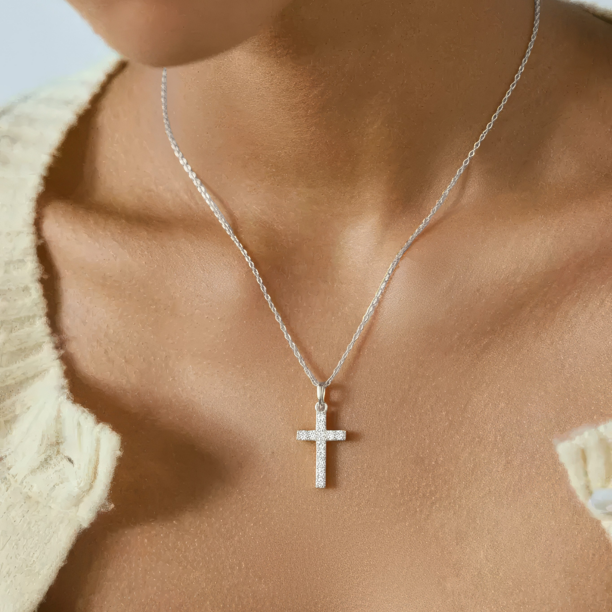 Vielring - Zirkonia Kreuz Halskette - 925 Silber - Gold