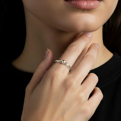 Solitaire Ball Anti-Stress Ring - 925 Silver