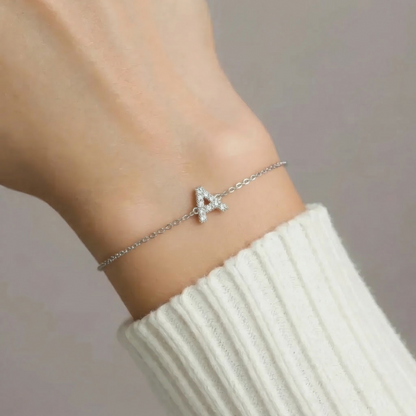 Vielring - Buchstaben Zirkonia Armband - 925 Silber - Gold / A