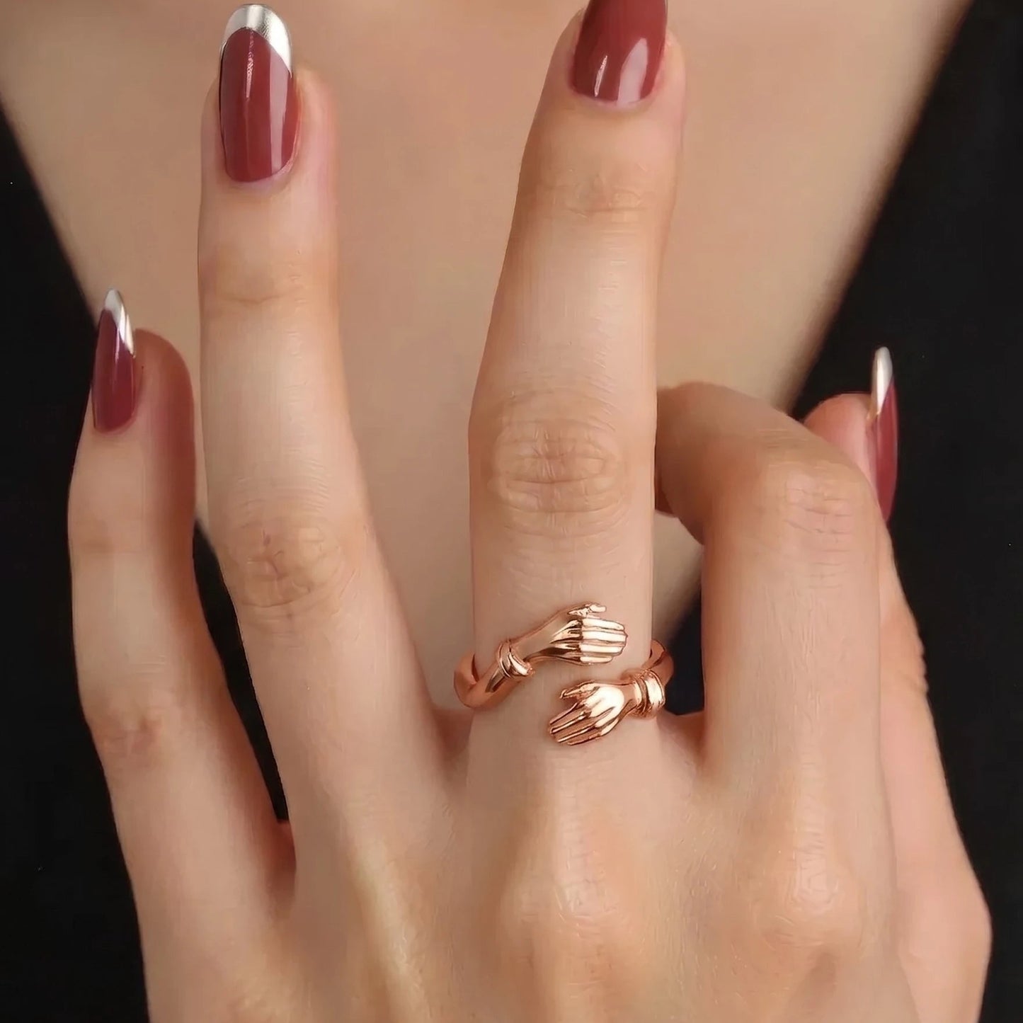 Offener Umarmungsring (Stärke) Anti-Stress-Ring – 925 Silber