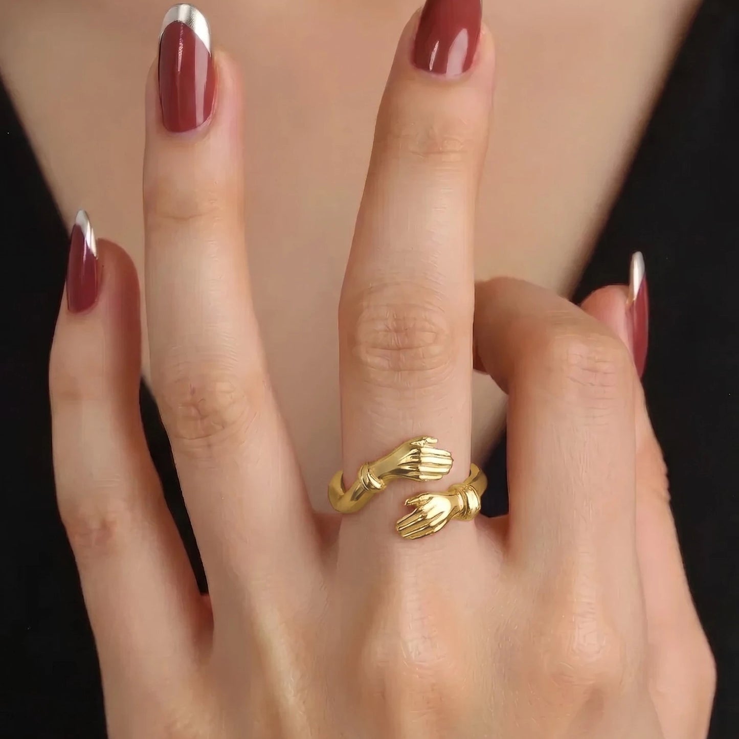 Offener Umarmungsring (Stärke) Anti-Stress-Ring – 925 Silber