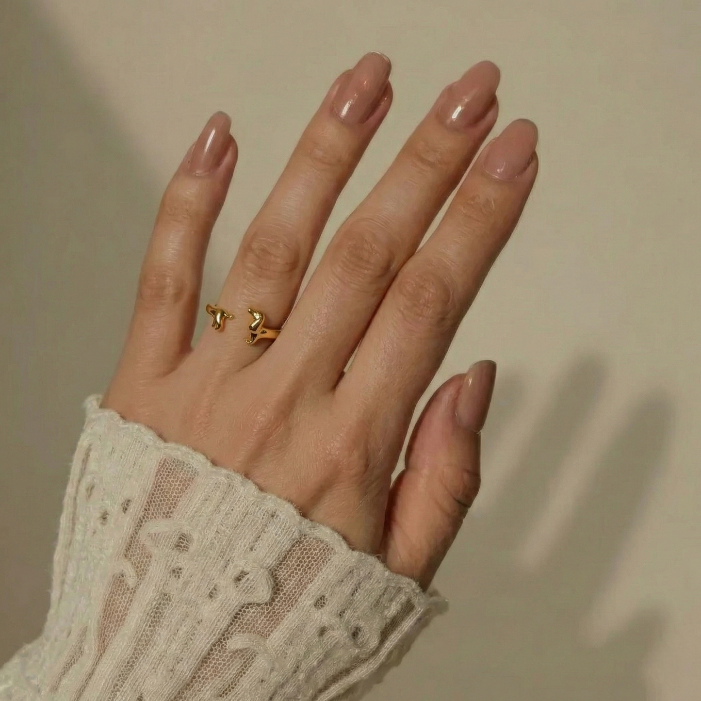 Gold Abstract Ring • 925 Sterling Silver Open Ring