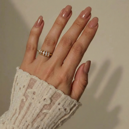 Square ring with zirconia stones - 925 silver