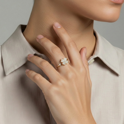 Square ring with zirconia stones - 925 silver