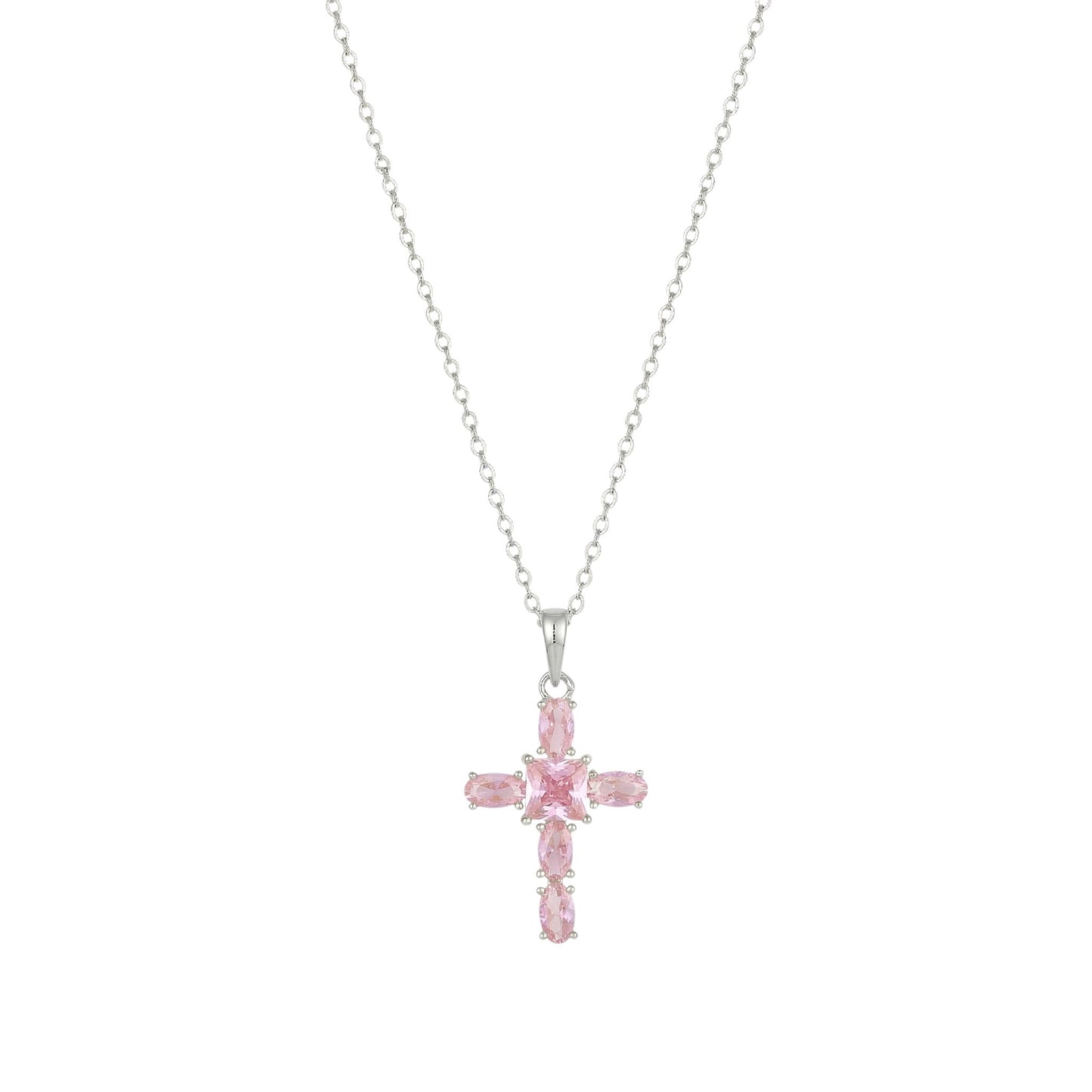 Square Zirconia Necklace - 925 Silver