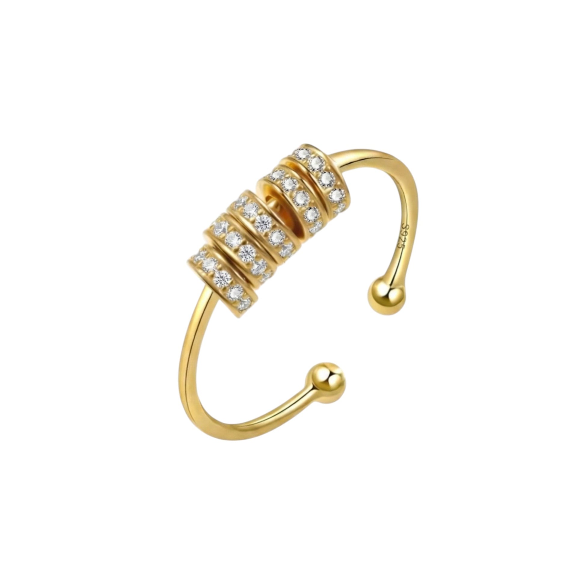 Vielring - Zirkonia-Elemente Anti-Stress-Ring – 925 Silber - Gold