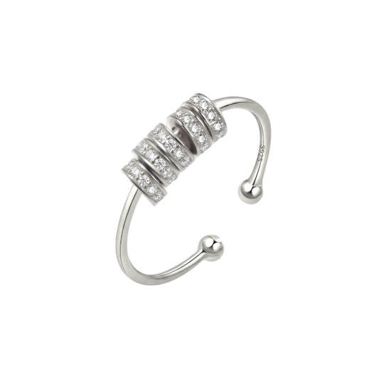 Square ring with zirconia stones - 925 silver