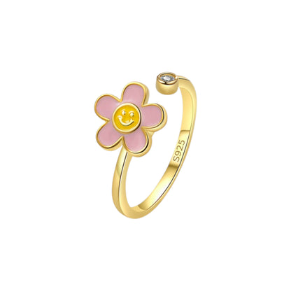 Square ring with zirconia stones - 925 silver