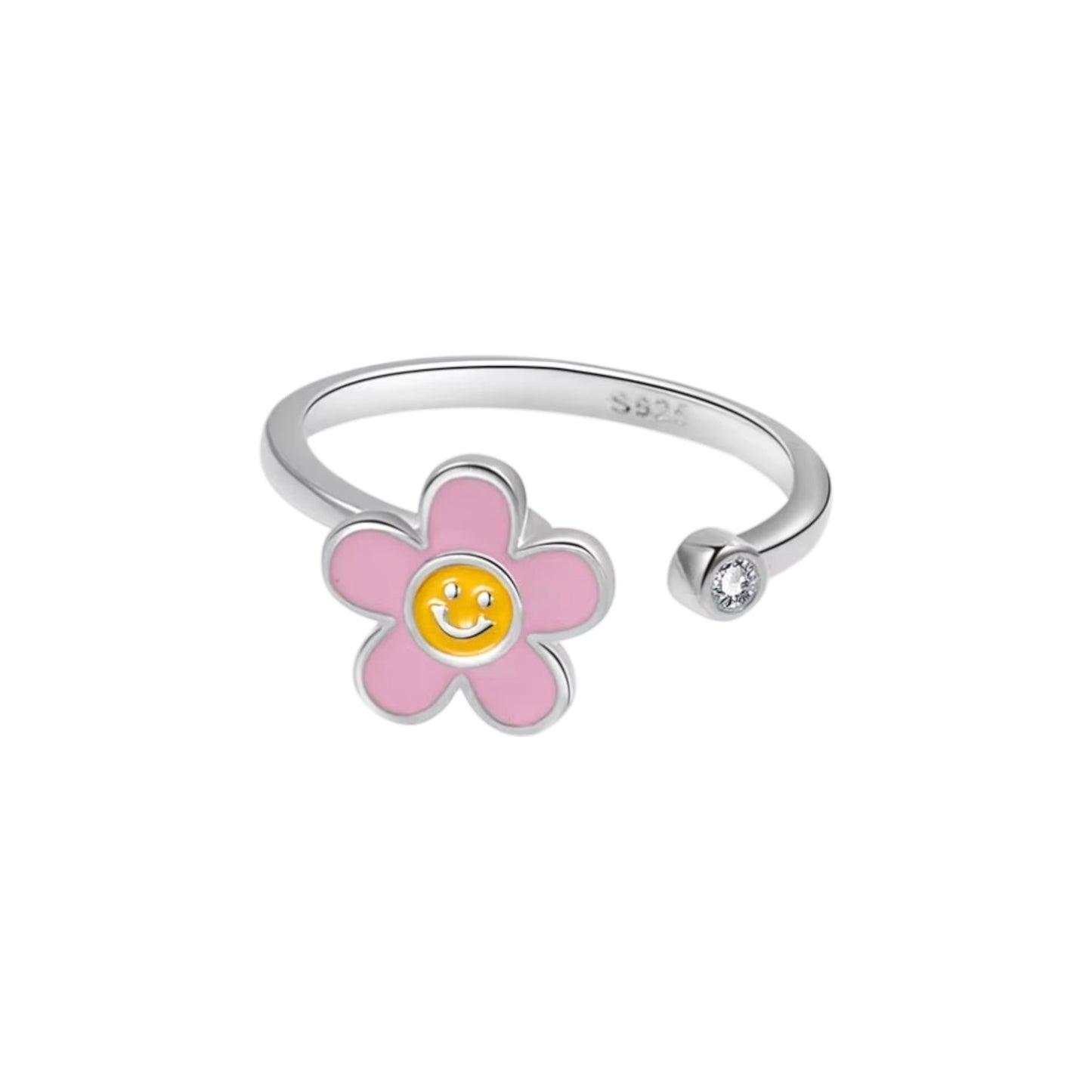Square ring with zirconia stones - 925 silver