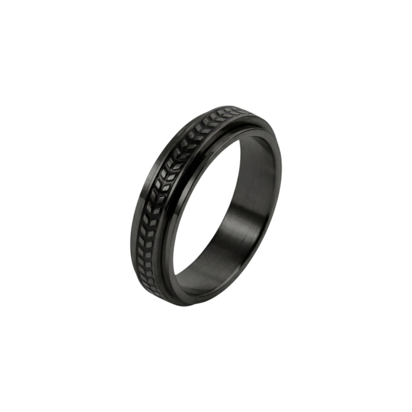 Vielring - Oliven Blatt Anti-Stress-Ring – Edelstahl - Schwarz / 49 | ø15.6