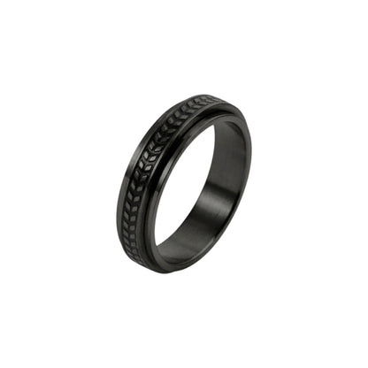 Vielring - Oliven Blatt Anti-Stress-Ring – Edelstahl - Schwarz / 49 | ø15.6