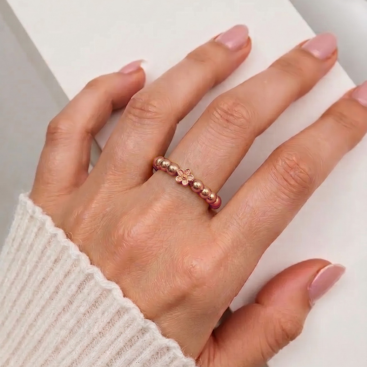 Blüten Kugel Anti-Stress-Ring – 925 Silber
