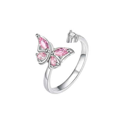 Square ring with zirconia stones - 925 silver