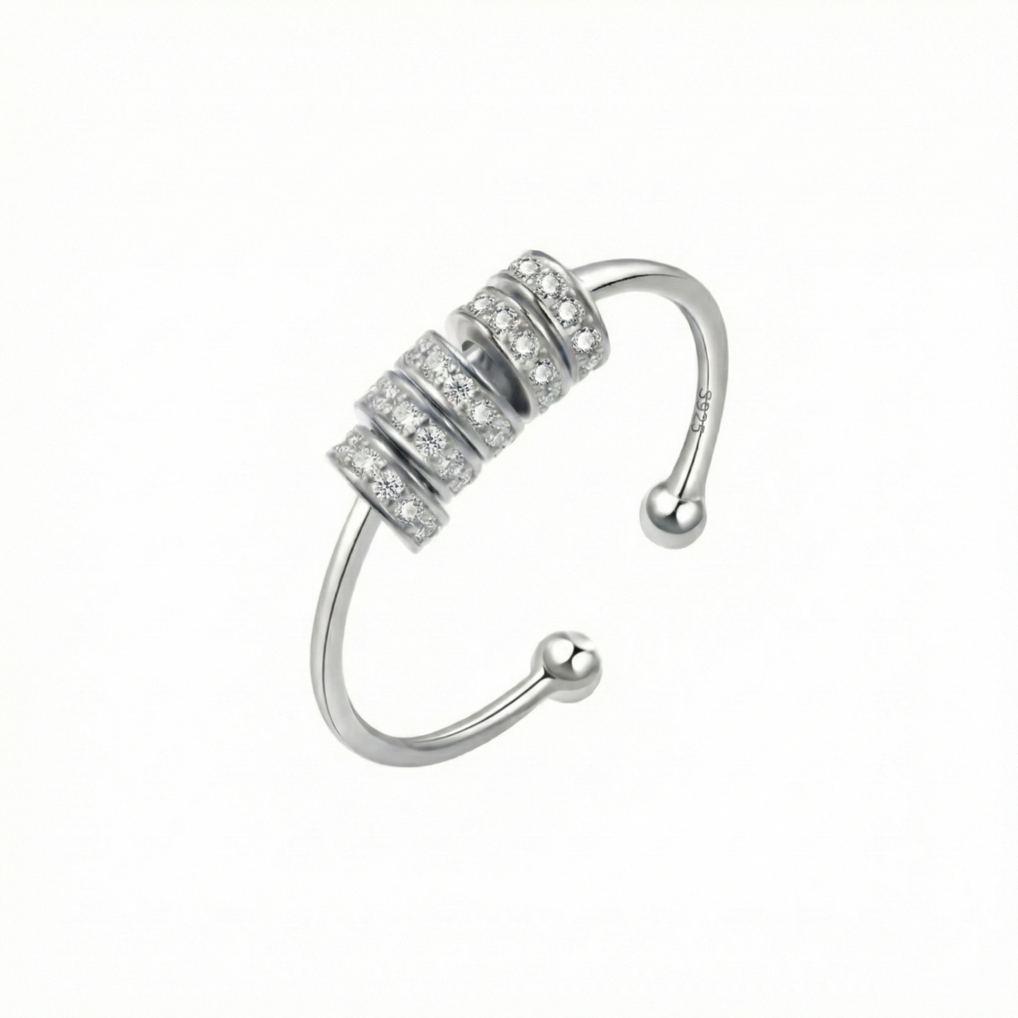 Square ring with zirconia stones - 925 silver