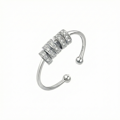 Square ring with zirconia stones - 925 silver