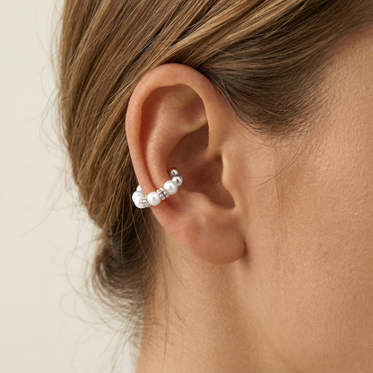 Vielring - Süßwasserperlen Ear Cuff - 925 Silber - Gold / Einzeln
