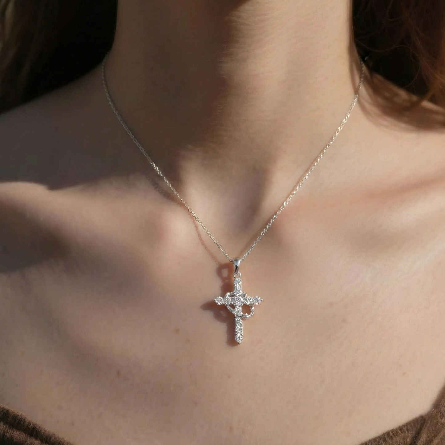 Square Zirconia Necklace - 925 Silver