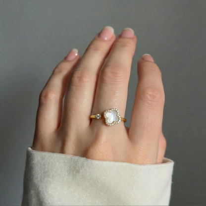 Square ring with zirconia stones - 925 silver