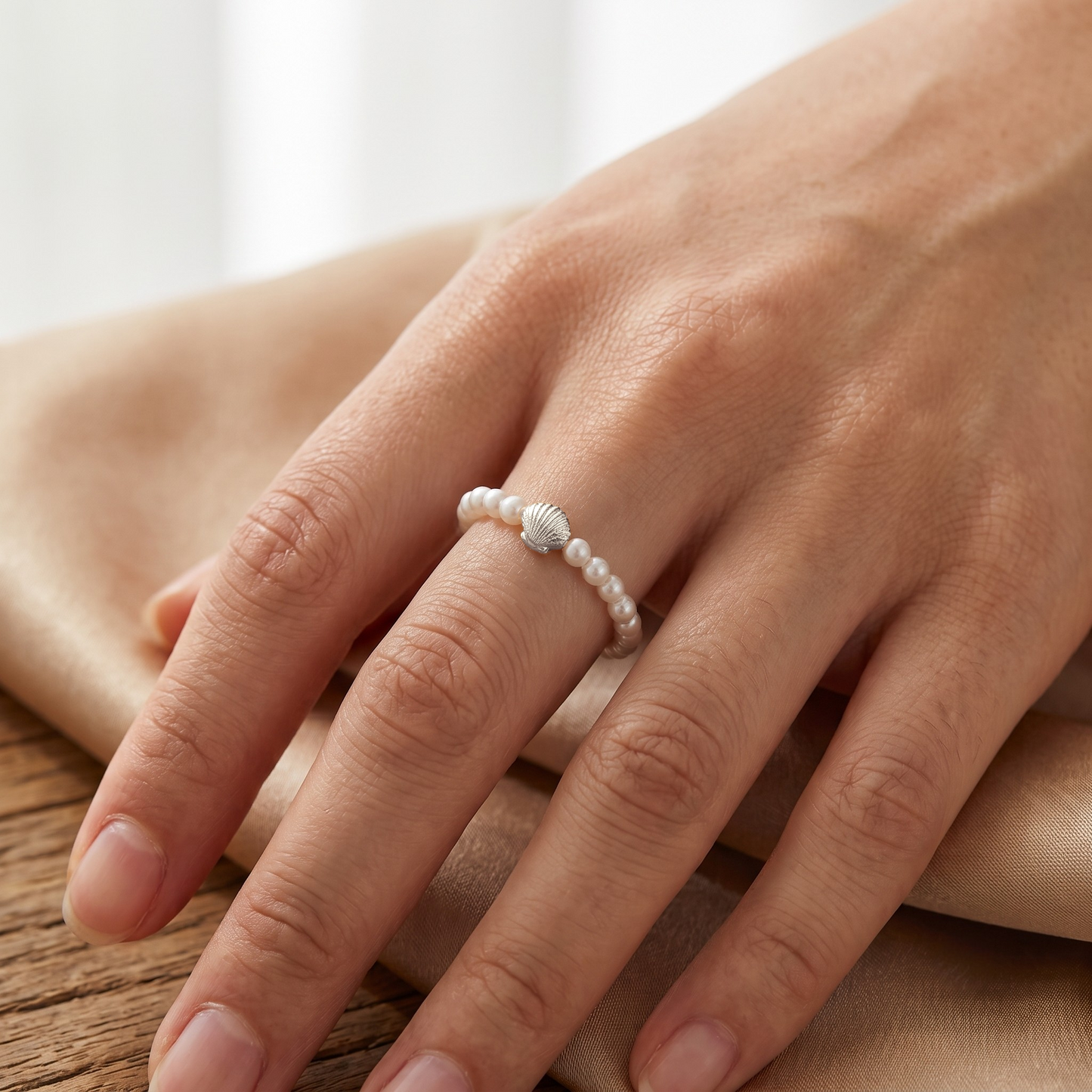 Muschel Süßwasserperlen Anti-Stress-Ring – 925 Silber