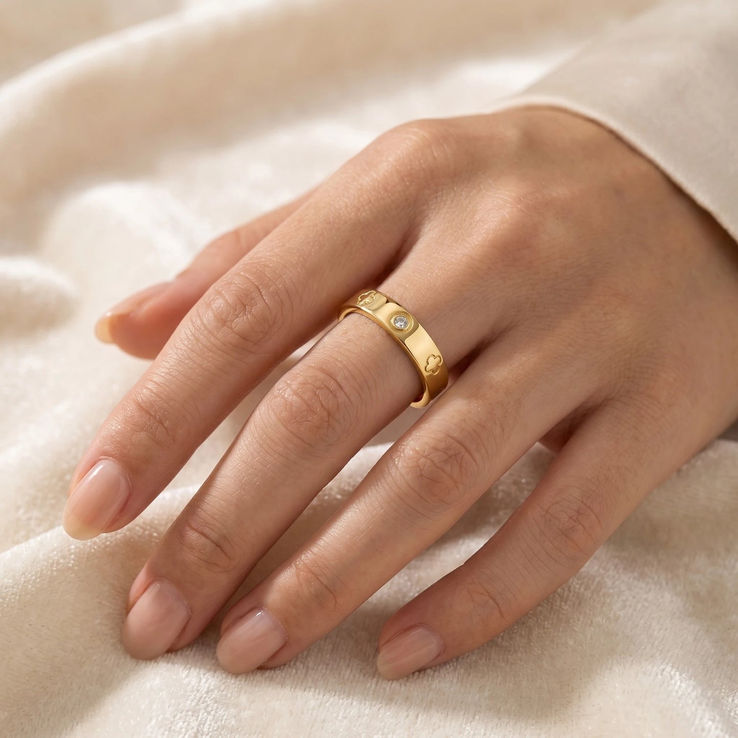 Kleeblatt Zirkonia Ring - 925 Silber