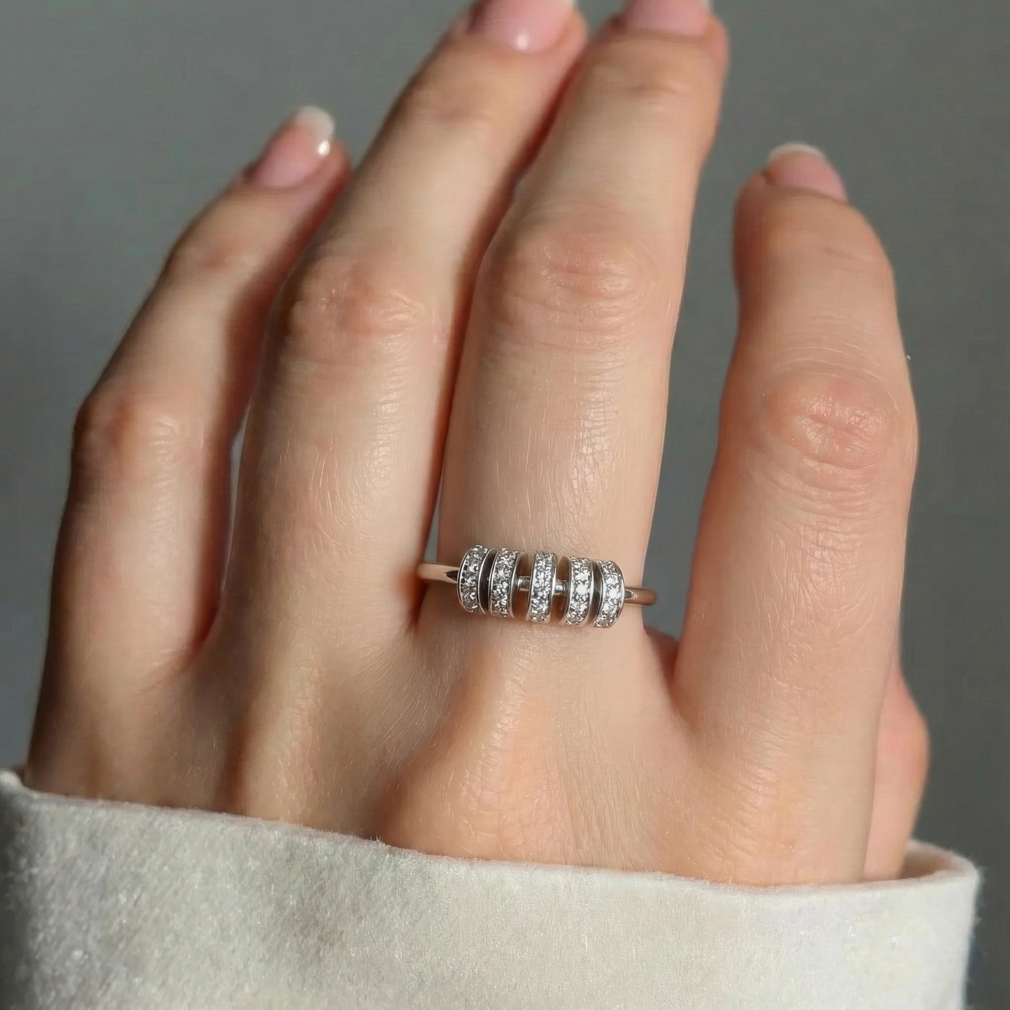 Square ring with zirconia stones - 925 silver