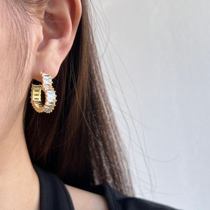 Dainty crystal hoop earrings • Zirconia crystals