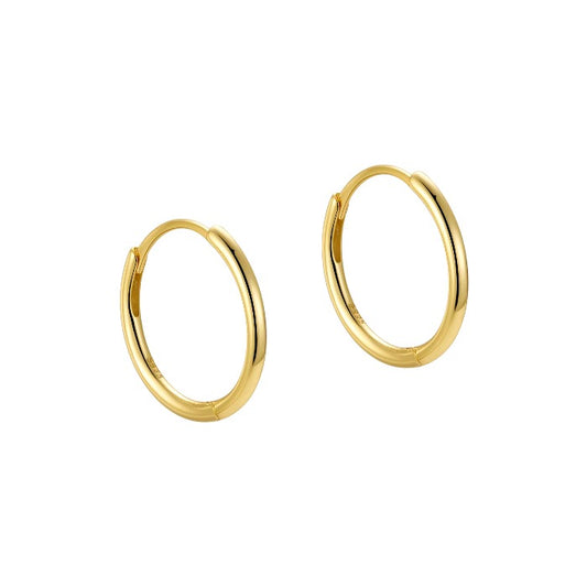 Vielring - Gefüllte teeny Creolen 925 Sterling Silber - 1,3 mm Dicke - Gold / 6 mm / Einzeln