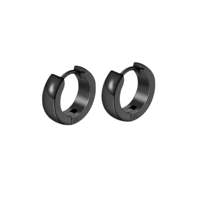 Vielring - Schwarz Eckige Creolen - Edelstahl - 7 mm - Paar