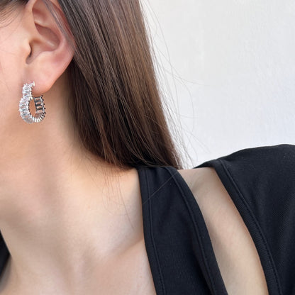 Dainty crystal hoop earrings • Zirconia crystals