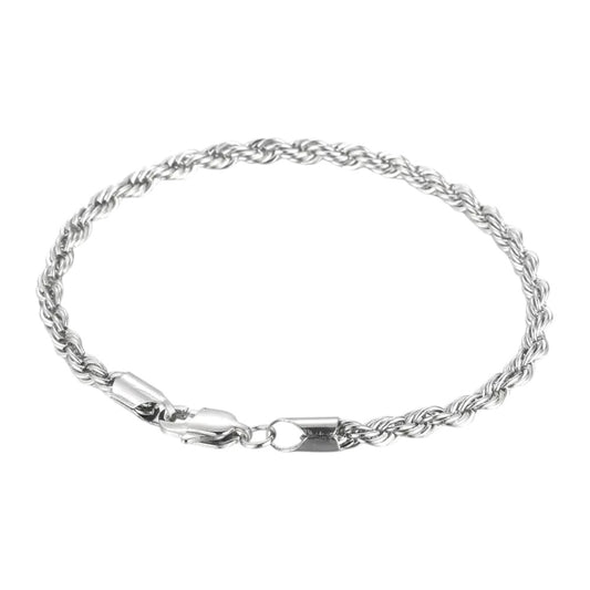 Vielring - Kordelkette Rope Armband 3,5 mm - 925 Silber - Silber / 18 cm