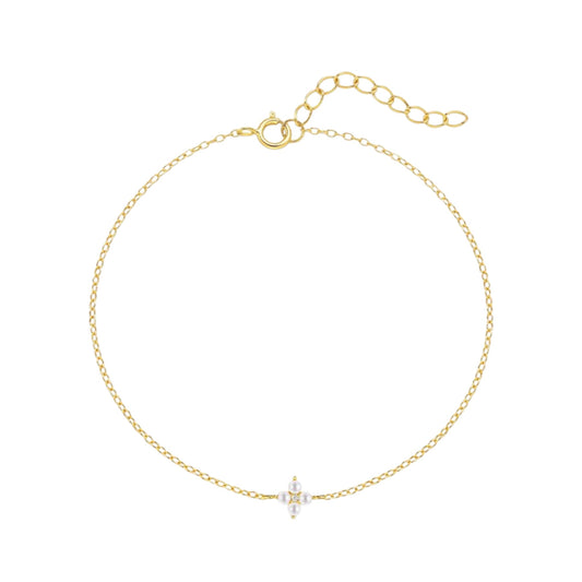 Vielring - Perlen Stern Armband - 925 Silber - Gold
